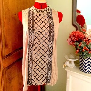 Tan beaded sleeveless top